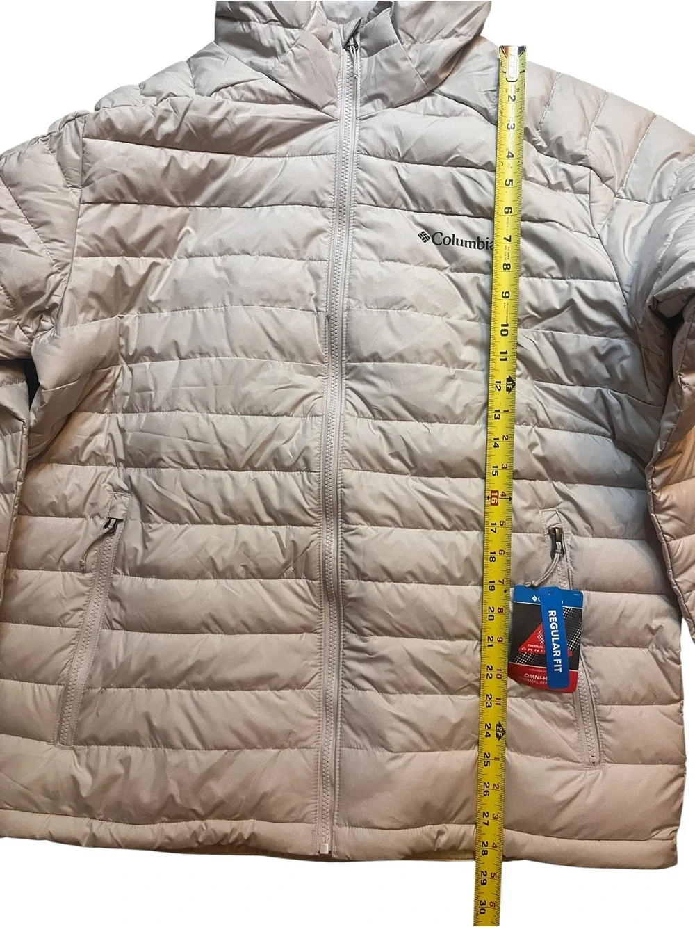 Columbia White Out 1.0 Men’s Large Hooded Ivory Jacket Omni-Heat Thermal Lining